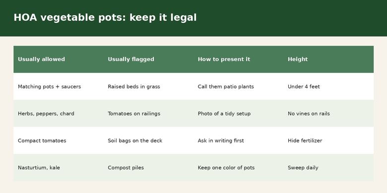 HOA Vegetable Garden Rules: What You Can Grow in Pots